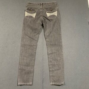 Kenzie Girl Womens Gray Contrast Stitch Low Rise Skinny Jeans Size 3 Y2K McBling